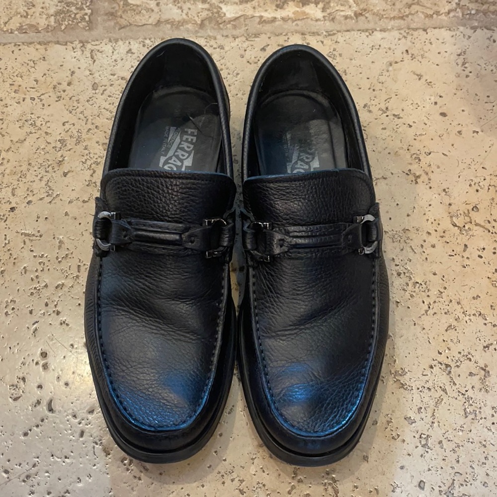 Salvatore Ferragamo black leather loafers